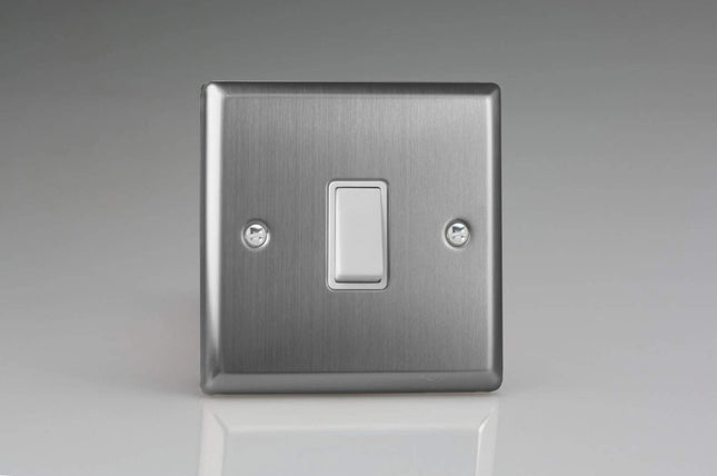 Varilight XT7W Classic Brushed Steel 1-Gang 10A Intermediate Rocker Light Switch