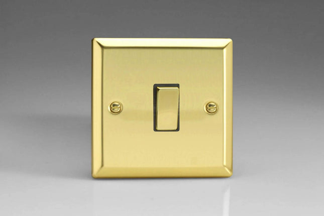 Varilight 1-Gang 20A Double Pole Rocker Light Switch with Metal Rockers Victorian Brass XV20D