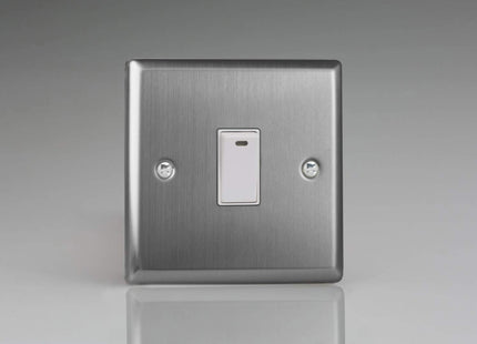 Varilight XT20NW Classic Brushed Steel 1-Gang 20A Double Pole Switch + Neon Indicator