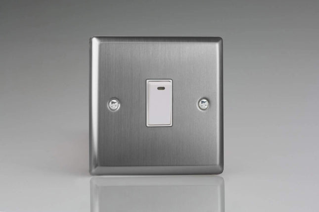Varilight XT20NW Classic Brushed Steel 1-Gang 20A Double Pole Switch + Neon Indicator