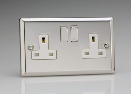 Varilight 2-Gang 13 Amp Double Switched Socket Mirror Chrome XC5DW