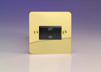 Varilight Ultra Flat Plate Polished Brass Fan Isolator Switch Black Insert XFVFIB