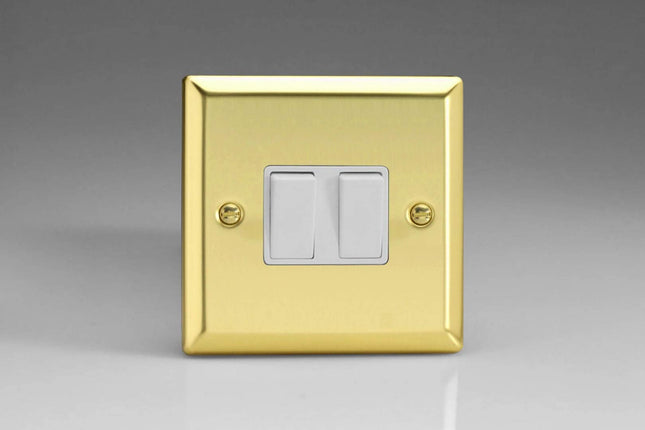 Varilight XV2W Rocker Switches 2-Gang Victorian Brass White