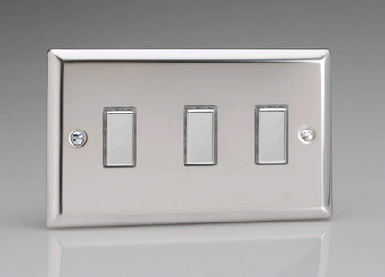 Varilight Eclique 2 3-Gang Tactile Touch Control Dimming Light Switch Slave for use with Master on 2-Way Circuits (Twin Plate) Mirror Chrome JCES003