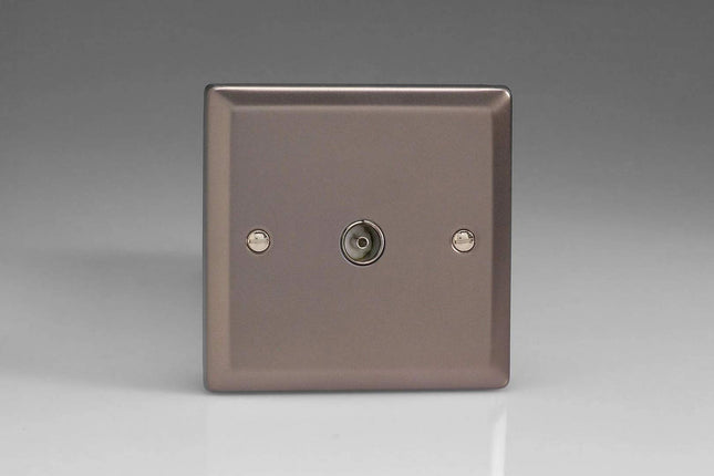Varilight 1-Gang TV Plug Socket, Co-Axial Pewter XR8