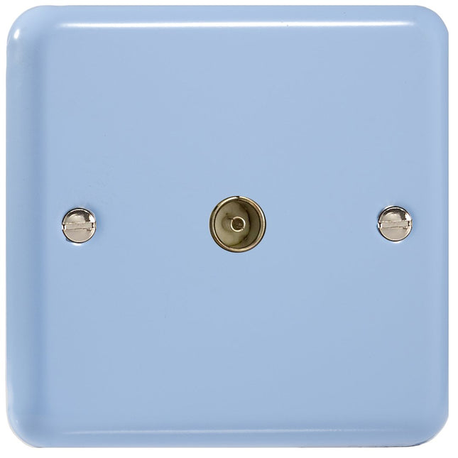 Varilight 1-Gang (Single), Co-axial TV Socket, Classic Lily Duck Egg Blue XY8.DB