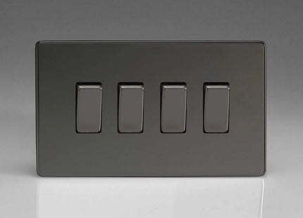 Varilight 4-Gang 10A 1- or 2-Way Rocker Switch (Twin Plate)