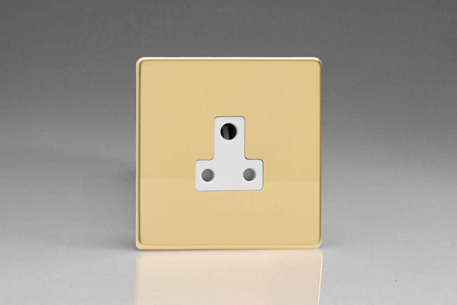 Varilight 1-Gang 5A Round Pin Plug Socket Polished Brass XDVRP5AWS