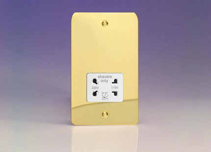 Varilight Ultra Flat Plate Polished Brass Dual Voltage Socket XFVSSW