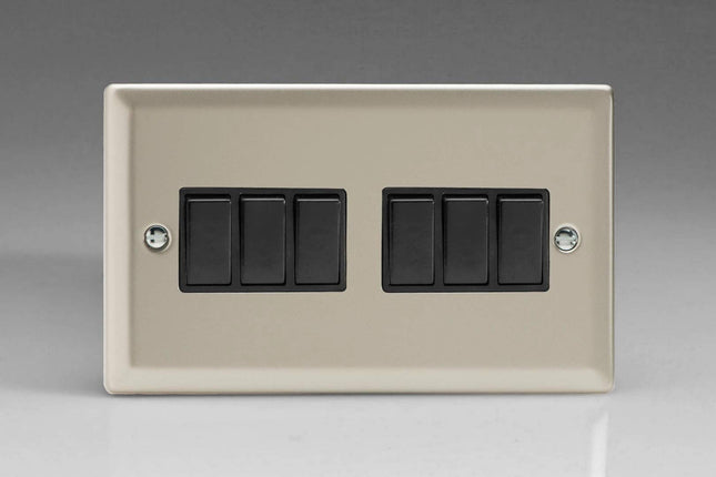 Varilight XN96B Rocker Switches Black 6 Gang Satin
