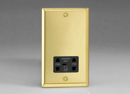Varilight Dual Voltage Shaver Plug Socket 240V/115V 240V/115V Victorian Brass XVSSB
