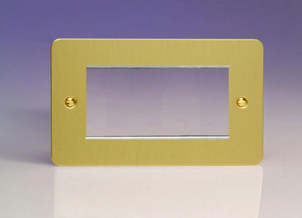 Varilight Data Grid Face Plate For 3 or 4 Data Module Widths Ultra Flat Brushed Brass XFBG4