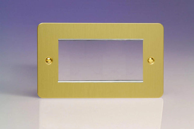 Varilight Data Grid Face Plate For 3 or 4 Data Module Widths Ultra Flat Brushed Brass XFBG4