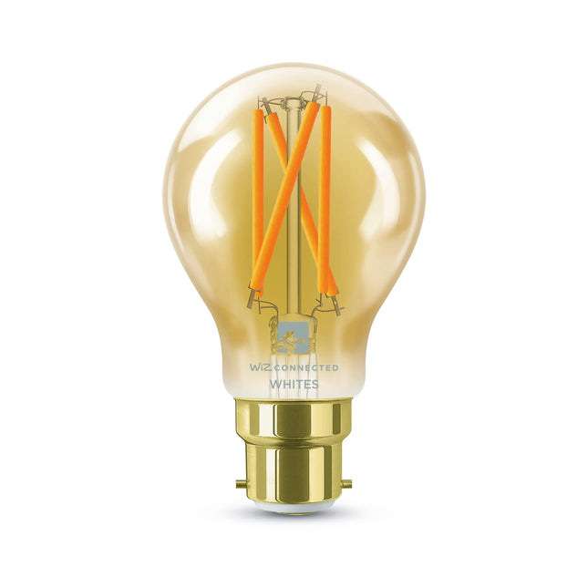 4lite Smart Wiz Connected LED Bulb Amber Filament A60 B22 Bayonet Fitting WiFi/Bluetooth Tuneable White & Dimmable 7w 640lm