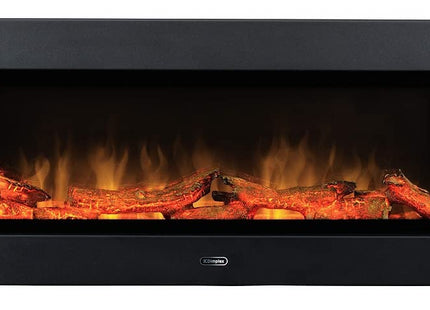 Dimplex SP16E Optiflame Electric Linear Wall Fire, Black/ Dark Grey Media Wall Fire with Log Effect fuel Bed, LED Flame Effect, Thermostat and 2kW Adjustable Fan Heater and Remote Control