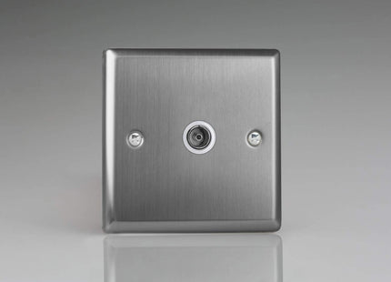 Varilight XT8ISOW Classic Brushed Steel 1-Gang Isolated Co-axial TV Socket