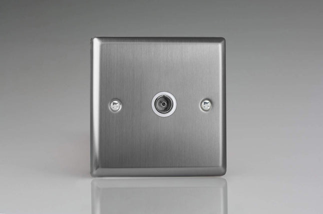 Varilight XT8ISOW Classic Brushed Steel 1-Gang Isolated Co-axial TV Socket