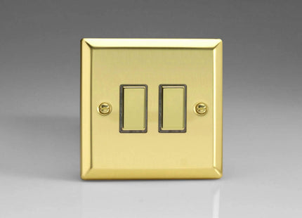 Varilight 2-Gang Tactile Touch Control Dimming Light Switch Slave for use with Eclique2 Master on 2-Way Circuits Victorian Brass JVES002