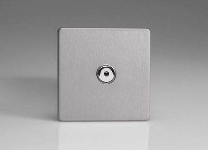 Varilight Brushed Steel Flat Dimension Screwless V-Pro IR 1-Gang 1 x 100W LED Multi-Way Remote/Touch Control Dimmer Master Unit