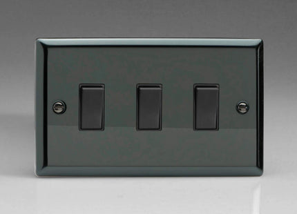 Varilight XI93B Rocker Switches Black 3 Gang Iridium Black