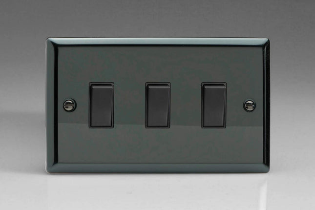 Varilight XI93B Rocker Switches Black 3 Gang Iridium Black