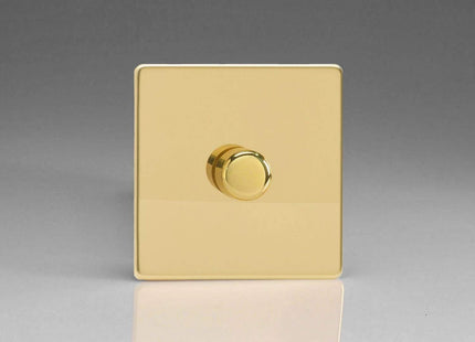 Varilight V-Pro Screwless Polished Brass 1-Gang LED Trailing Edge Dimmer Switch 1 or 2 Way