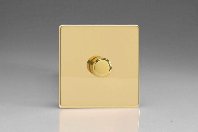 Varilight V-Pro Screwless Polished Brass 1-Gang LED Trailing Edge Dimmer Switch 1 or 2 Way