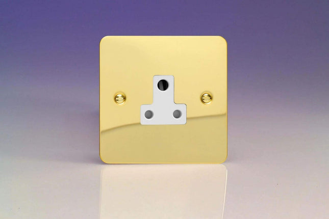 Varilight 1-Gang (Single), 5 Amp Round Pin Socket, Ultra Flat Polished Brass Effect XFVRP5AW