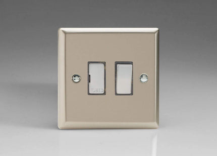 Varilight 13A Switched Fused Spur with Metal Inserts Satin Chrome XN6D