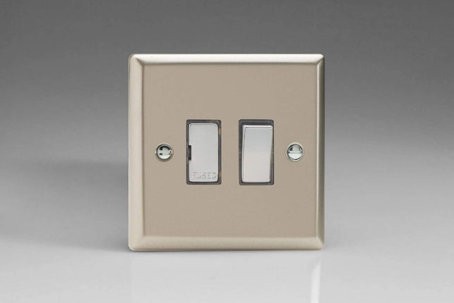 Varilight 13A Switched Fused Spur with Metal Inserts Satin Chrome XN6D