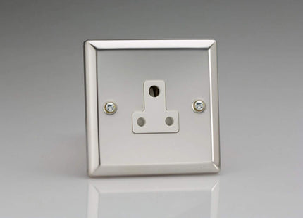 Varilight Classic Mirror Chrome 1-Gang 5A Round Pin Socket White