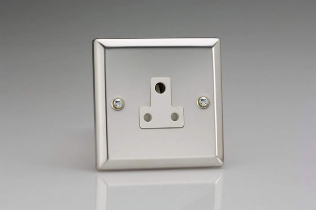 Varilight Classic Mirror Chrome 1-Gang 5A Round Pin Socket White