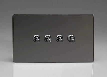 Varilight 4-Gang 10A 1- or 2-Way Toggle Light Switch (Twin Plate) Iridium XDIT9S