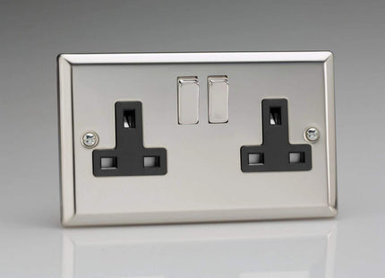Varilight 2-Gang 13 Amp Double Switched Socket Mirror Chrome XC5DB