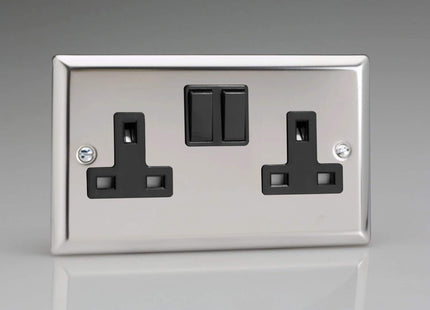 Varilight 2-Gang 13 Amp Double Switched Socket Chrome XC5B