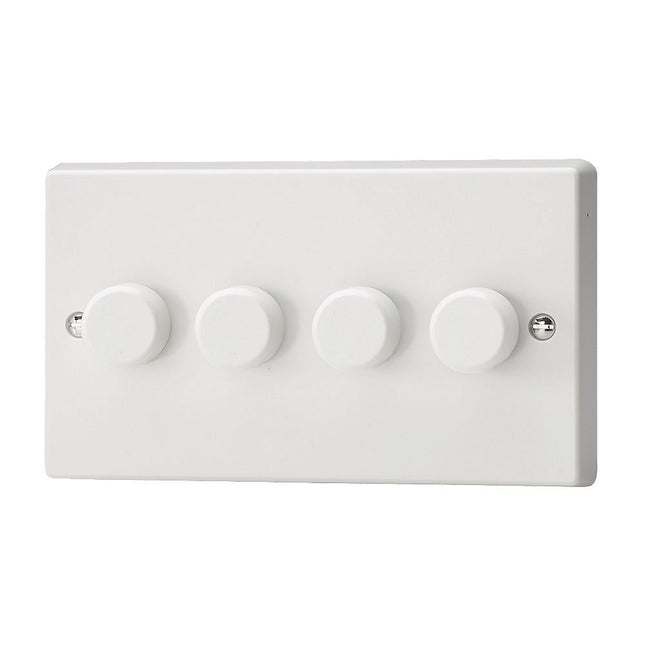 Varilight 4-Gang 2-Way Push-On/Off Rotary Led Dimmer 4 X 0-120W (1-10 Leds) (Twin Plate)