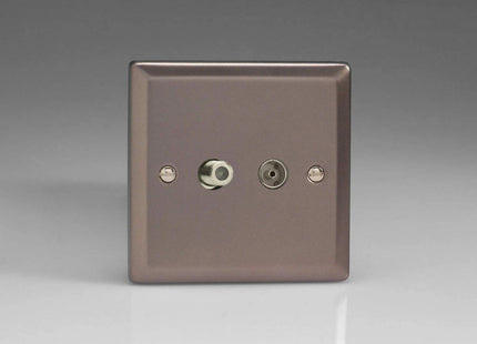 Varilight 2-Gang Co-axial/Satellite Socket Pewter XR88S