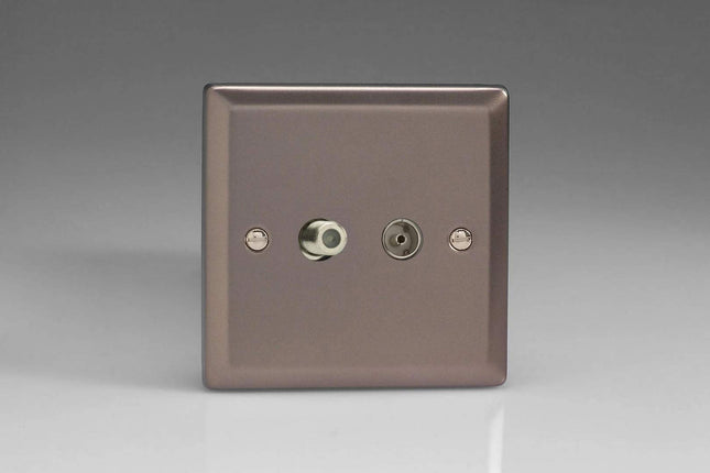 Varilight 2-Gang Co-axial/Satellite Socket Pewter XR88S