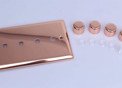 Varilight 4-Gang Matrix Kit for Rotary Dimmers (Twin Plate) Polished Copper