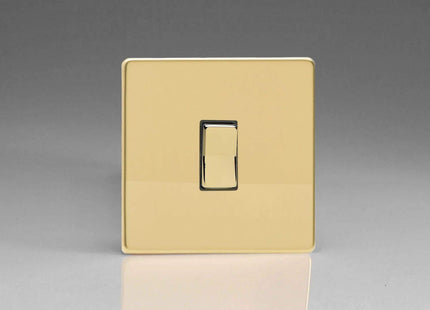 Varilight XDVR1S Screwless Polished Brass 1-Gang 10A 1 or 2 Way Retractive Light Switch