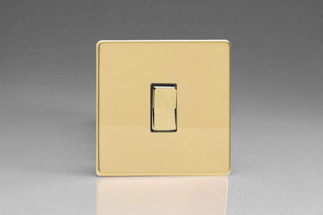 Varilight XDVR1S Screwless Polished Brass 1-Gang 10A 1 or 2 Way Retractive Light Switch