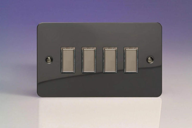 Varilight 4-Gang Tactile Touch Control Dimming Light Switch Slave for use with Eclique2 Master on 2-Way Circuits (Twin Plate) Iridium JFIES004