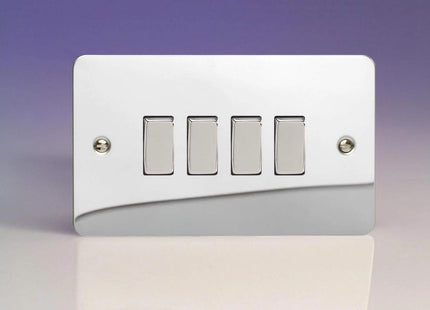 Varilight 4G 1 or 2W 10A Switch Ultra Flat Mirror Chrome XFC9D