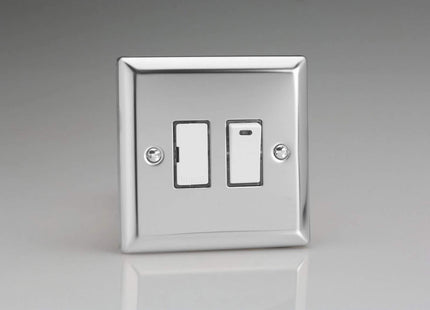 Varilight Classic Mirror Chrome 13A Switch Fused Spur with Neon White Insert XC6NW
