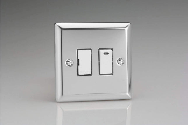 Varilight Classic Mirror Chrome 13A Switch Fused Spur with Neon White Insert XC6NW