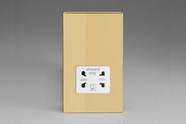 Varilight Dual Voltage Shaver Plug Socket 240V/115V 240V/115V Polished Brass XDVSSWS