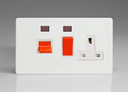 Varilight XDQ45PNWS Cooker Switch 45A & Socket White Pearl Nickel