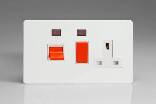 Varilight XDQ45PNWS Cooker Switch 45A & Socket White Pearl Nickel