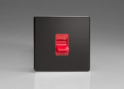 Varilight XDL45SS Screwless Premium Black 45A DP Cooker Switch Single Plate