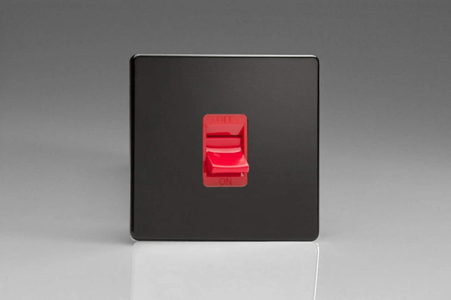 Varilight XDL45SS Screwless Premium Black 45A DP Cooker Switch Single Plate